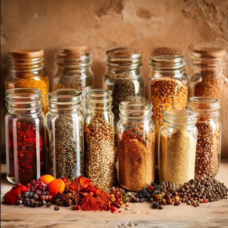Krydder og ingredienser i glass